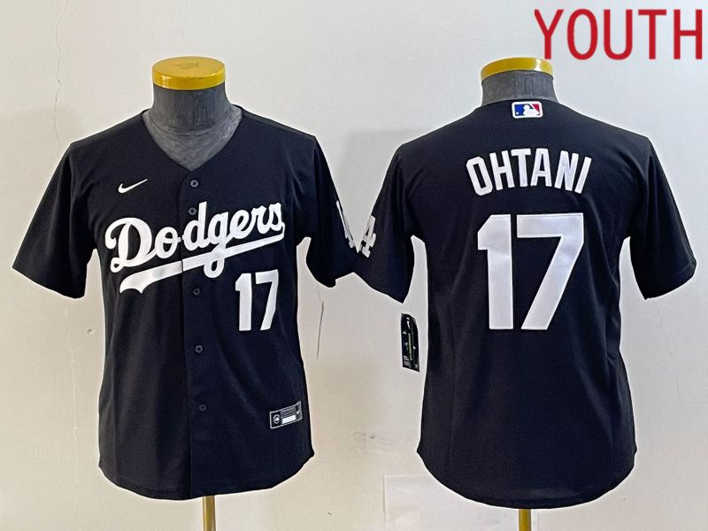 Youth Los Angeles Dodgers #17 Ohtani Black Nike Game MLB Jersey style 3->youth mlb jersey->Youth Jersey